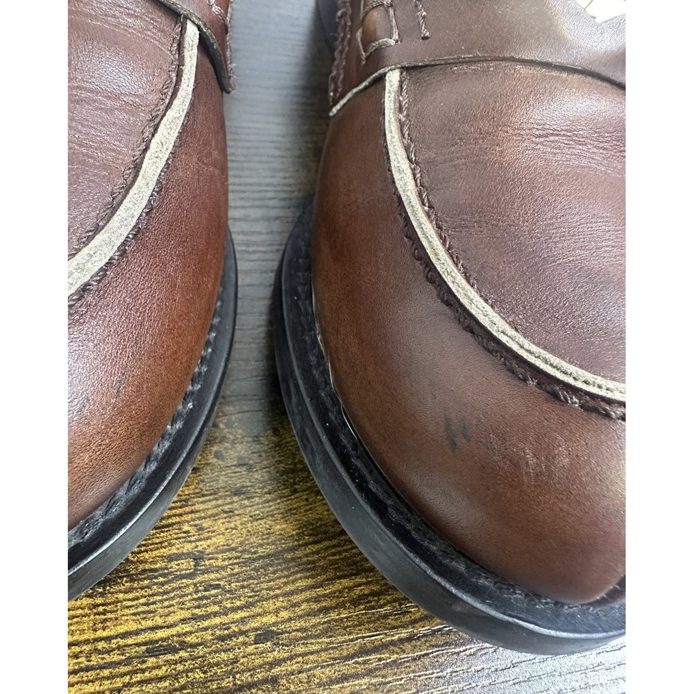 MIU MIU Vintage-Effect Leather Coin Penny Loafers Brown EU Size 37 US 7 - Picture 13 of 16